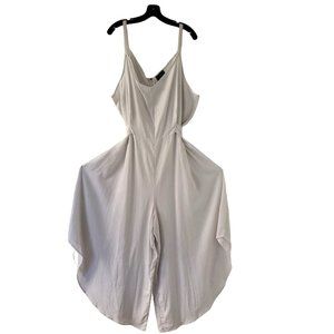 Wide Leg Jumpsuit White Linen Tie Back High Low Thin Strap Ivy Street Women 3XL